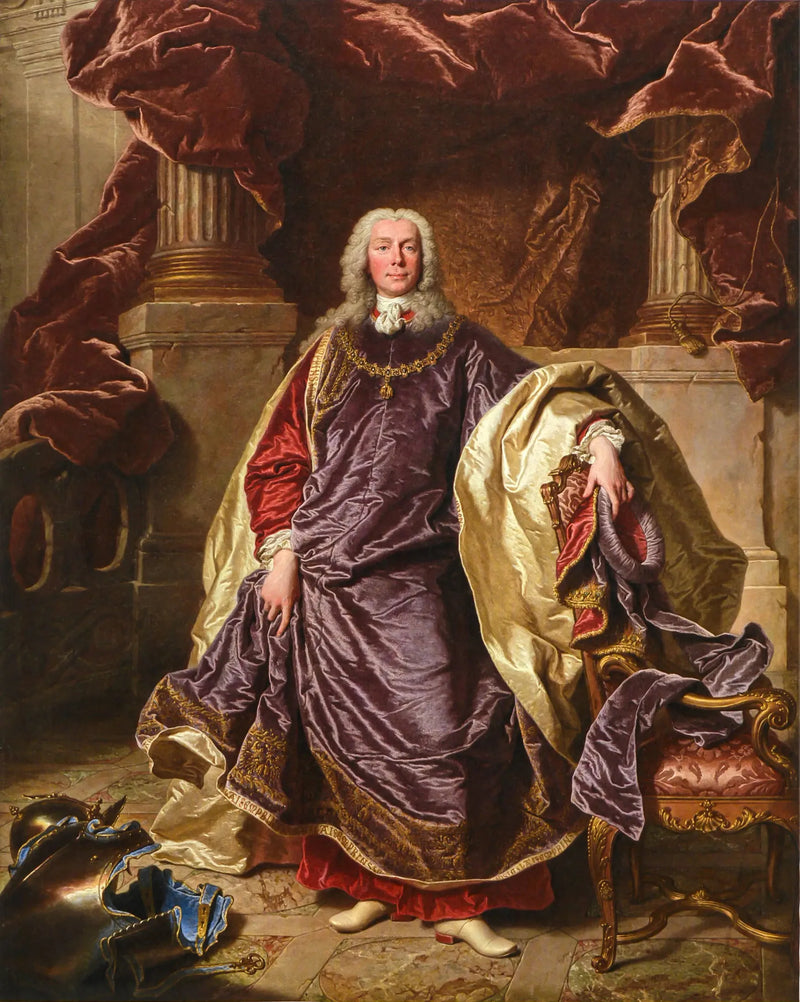 Porträtt av prins Joseph Wenzel I av Liechtenstein i stor ordensdräkt av Gyllene Fleece - Hyacinthe Rigaud