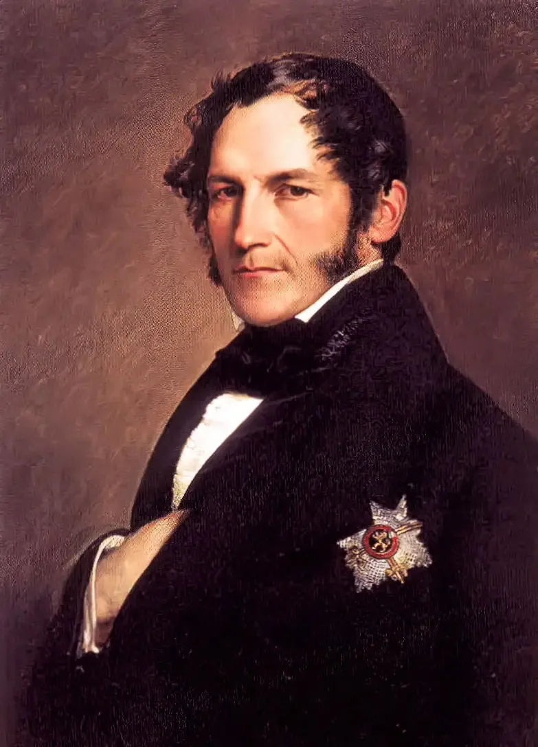 Porträtt av kung Leopold I i svart kostym - Franz Xaver Winterhalter