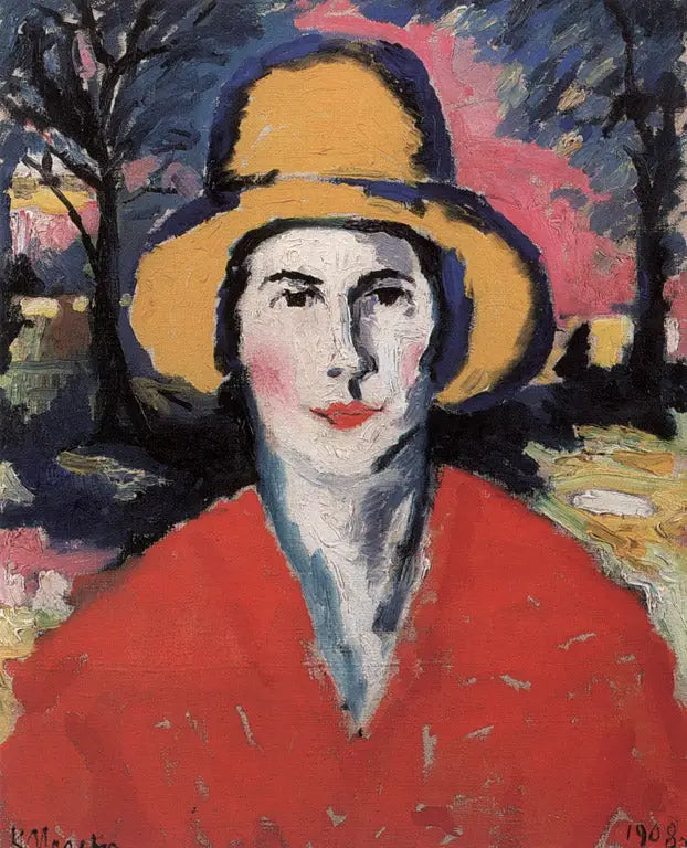 Porträtt av en kvinna med gul hatt - Kazimir Malevich