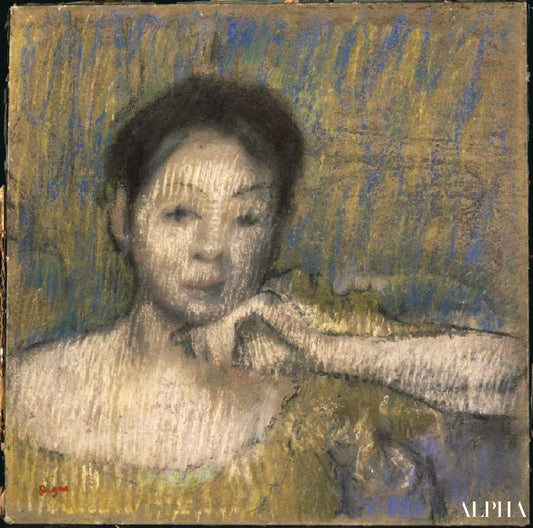 Portrait en demi-longueur d'une femme, la main gauche sur le menton - Edgar Degas - Reproductions de tableaux et peintures haut de gamme