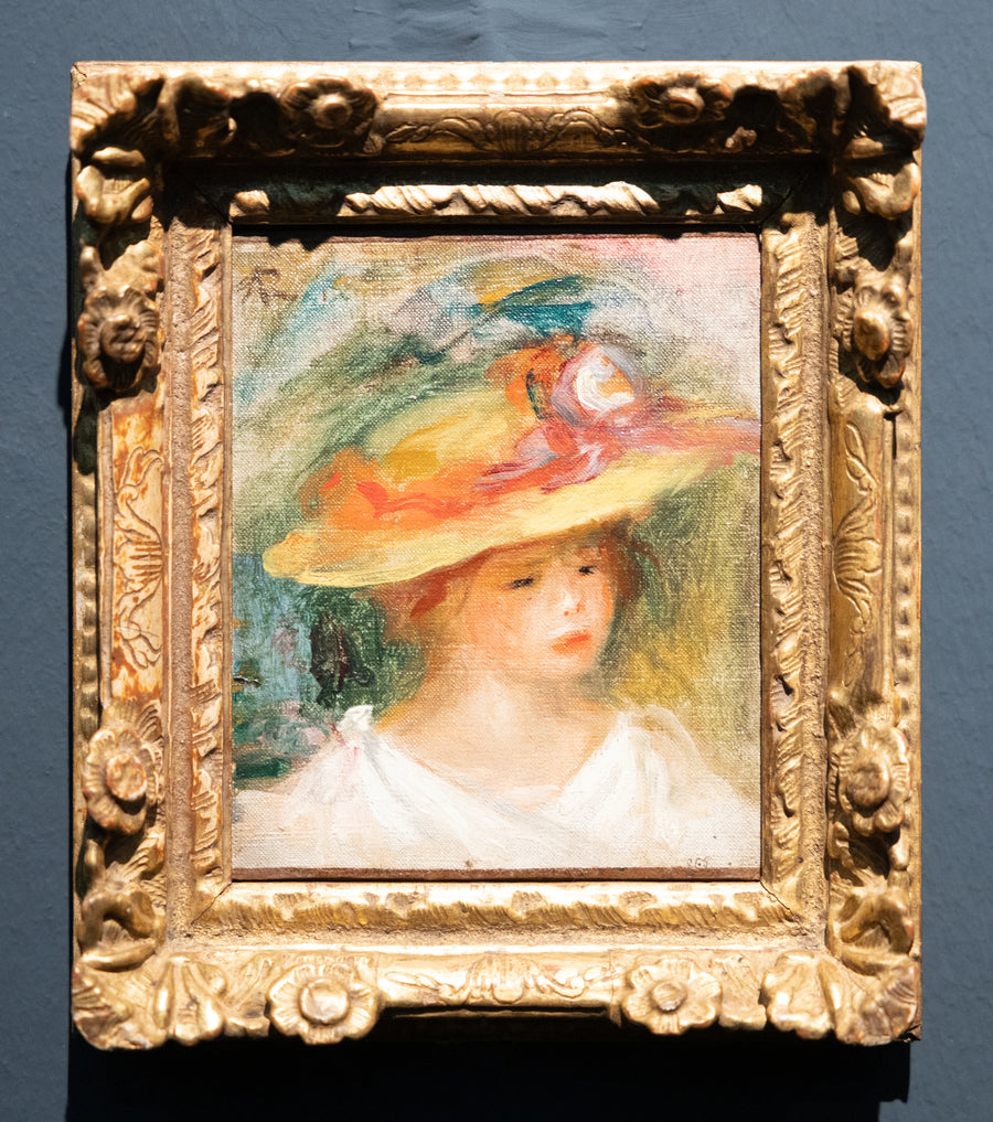 Barnporträtt med hatt - Pierre-Auguste Renoir