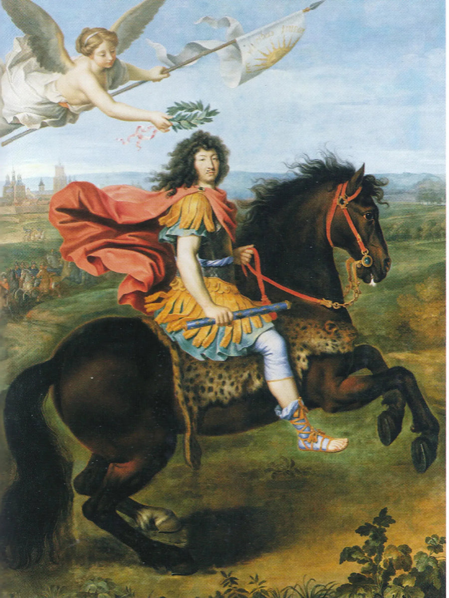 Hästporträtt av Ludvig XIV krönt av Segern - Pierre Mignard