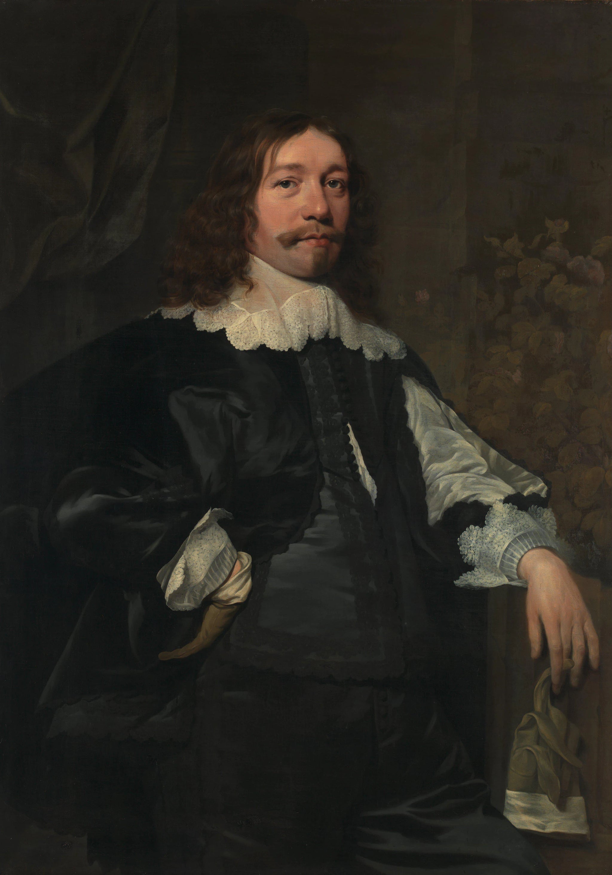 Portrait d'un homme en noir tenant un gant - Bartholomeus van der Helst