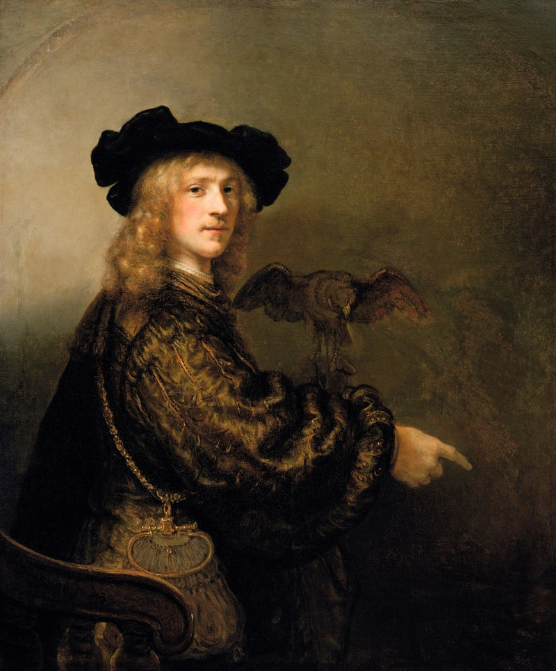 Porträtt av en man med en falk - Rembrandt