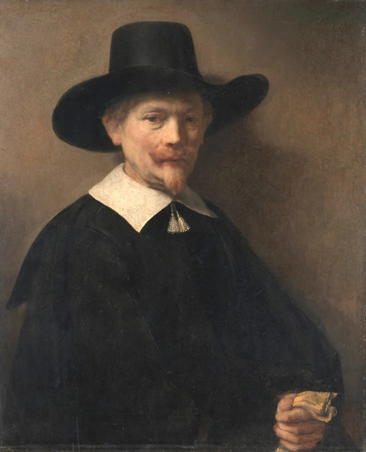 Porträtt av en man med handskar i handen - Rembrandt