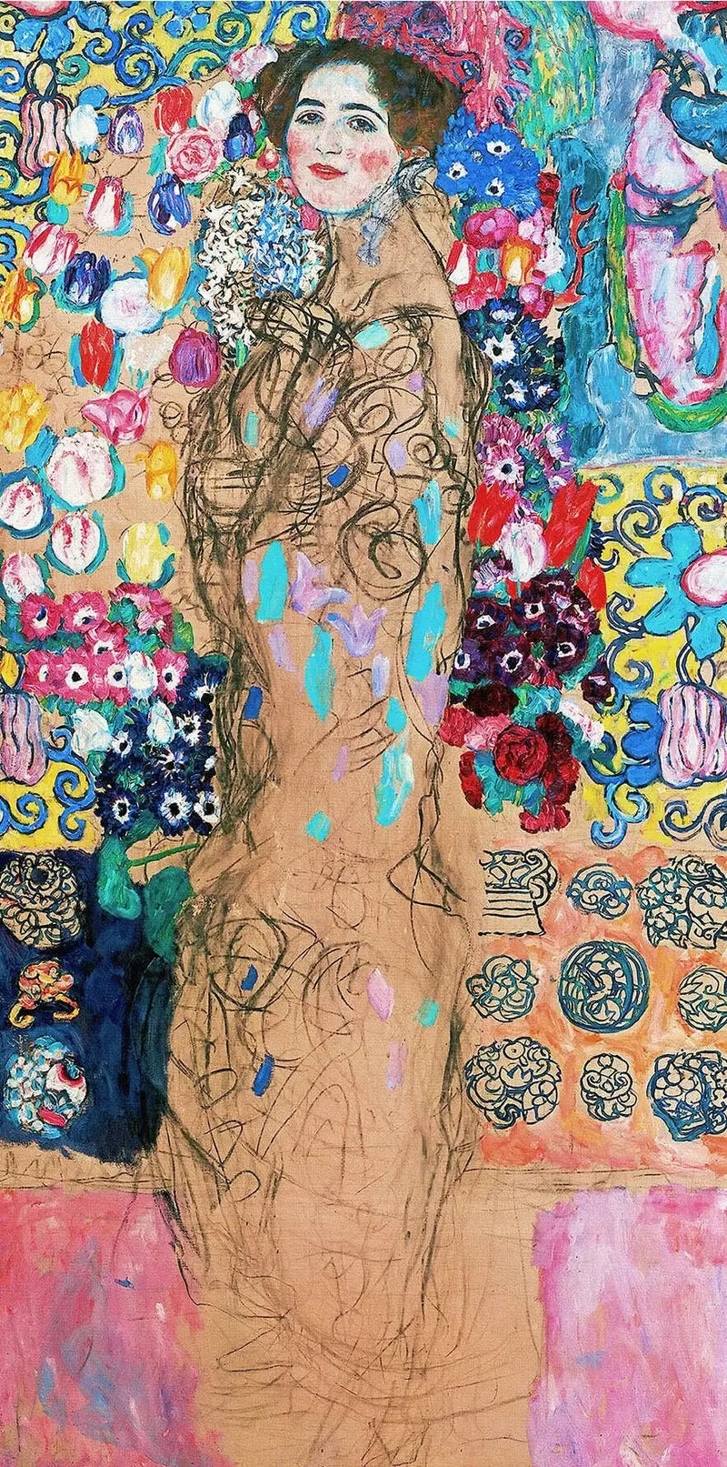 Ofullbordat porträtt av Maria Munk - Gustav Klimt