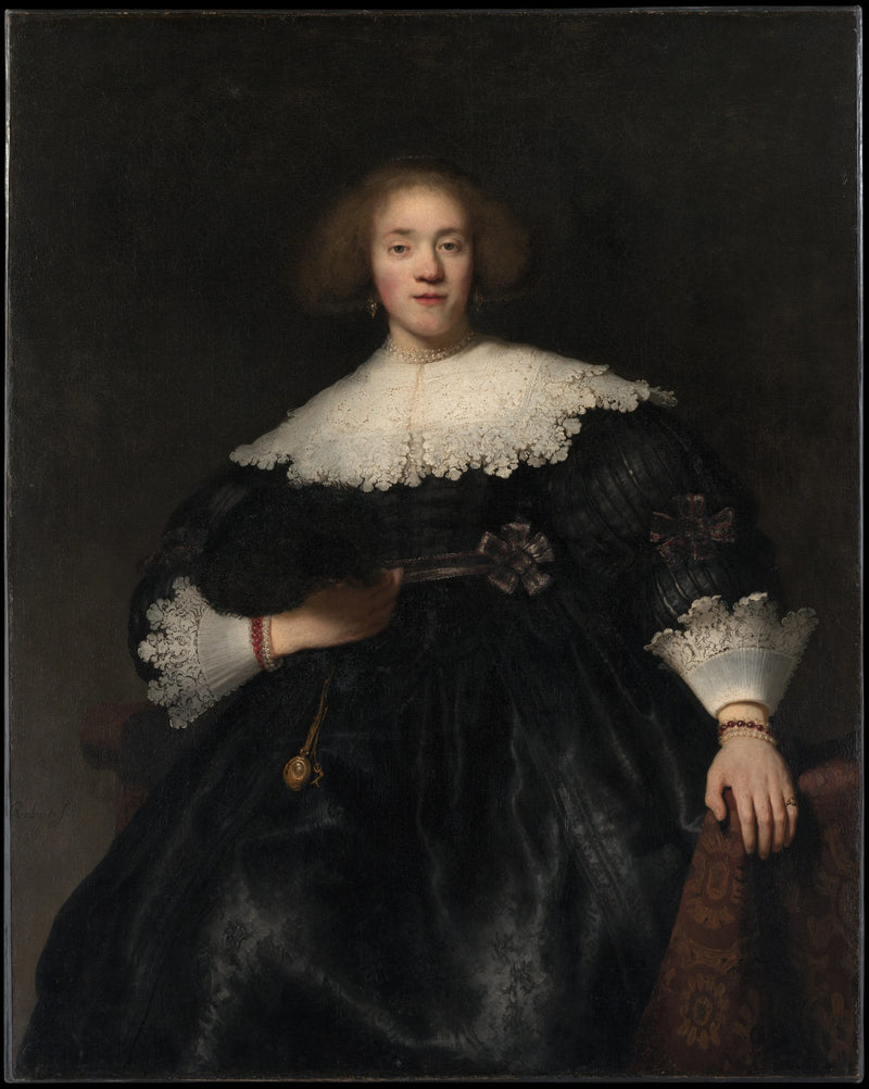 Porträtt av en kvinna med en fläkt - Rembrandt