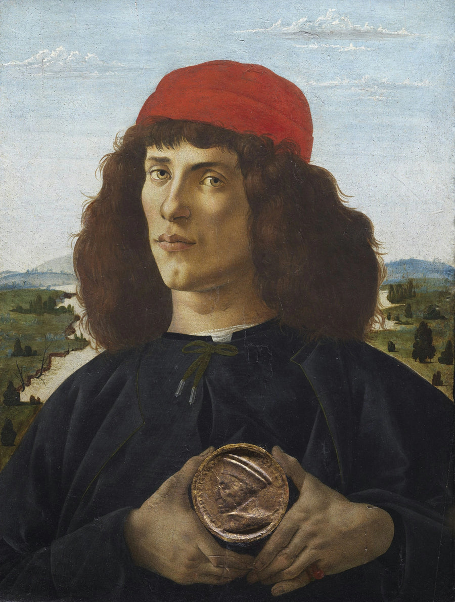 Porträtt av en man med medalj av Cosme den äldre - Sandro Botticelli