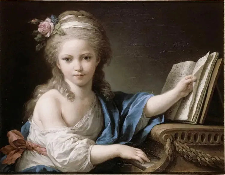 Antaget porträtt av Joséphine, dotter till Bergeret de Grancourt, som spelar flygel - Louis Jean François Lagrenée