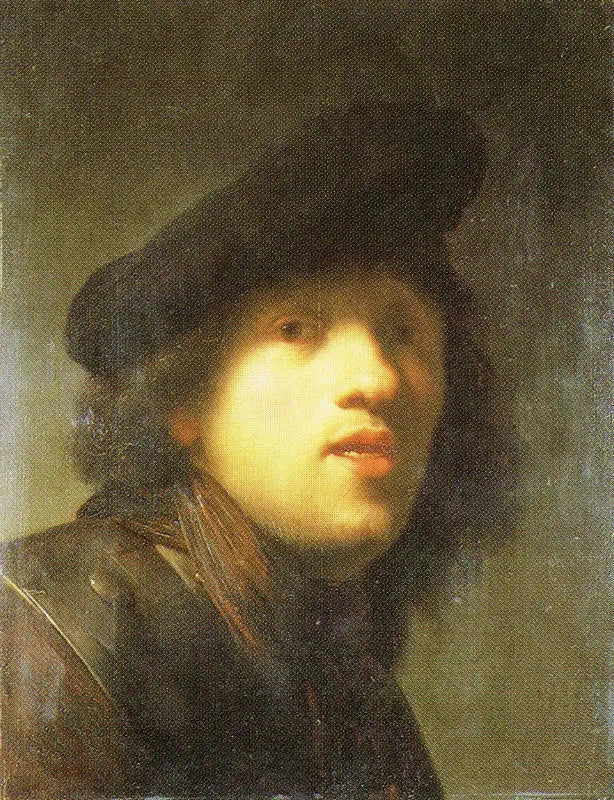 Självporträtt med en jordgubbe och en basker - Rembrandt