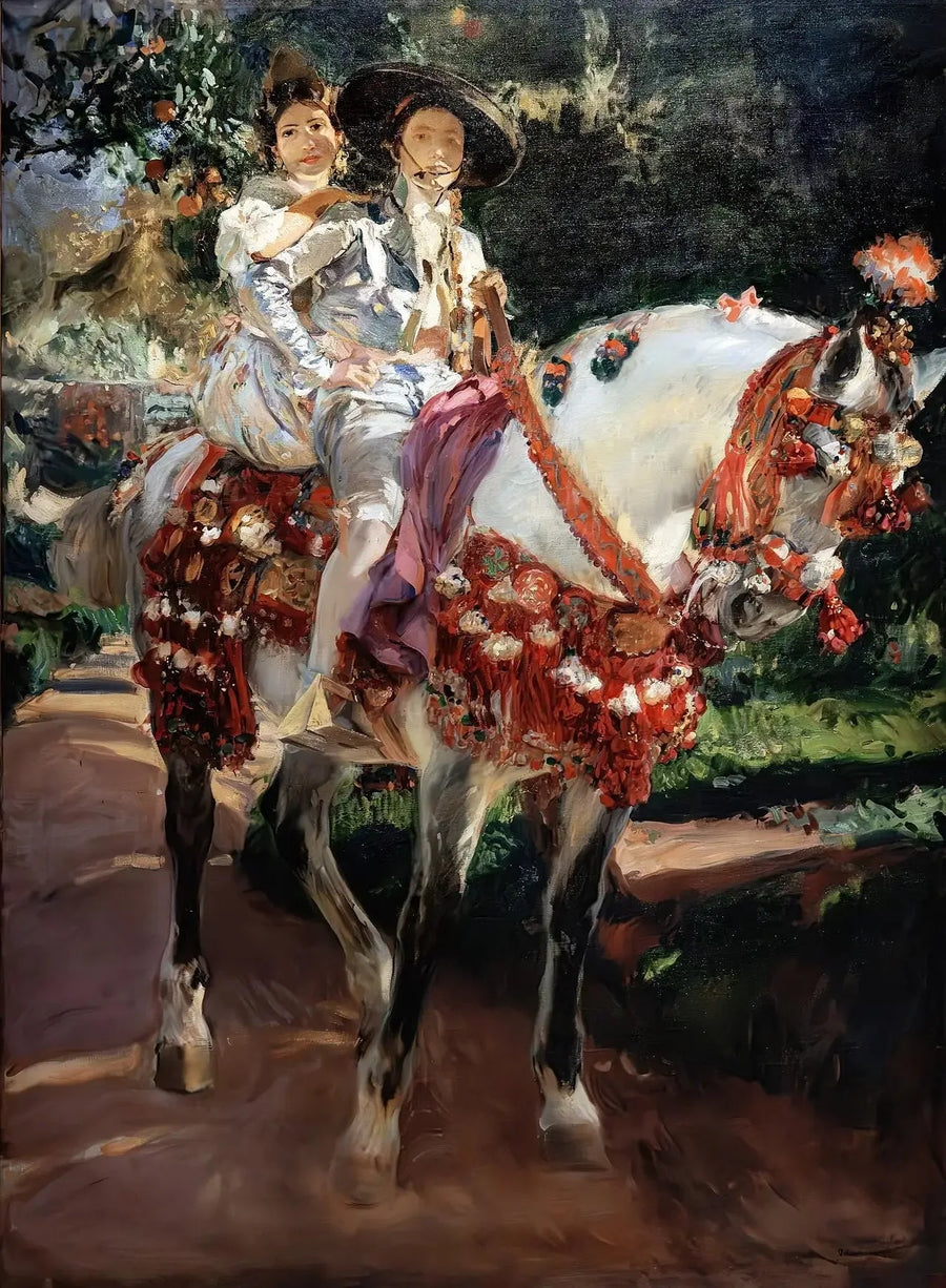Porträtt av Elena och Maria i gamla valencianska kostymer. - Joaquín Sorolla