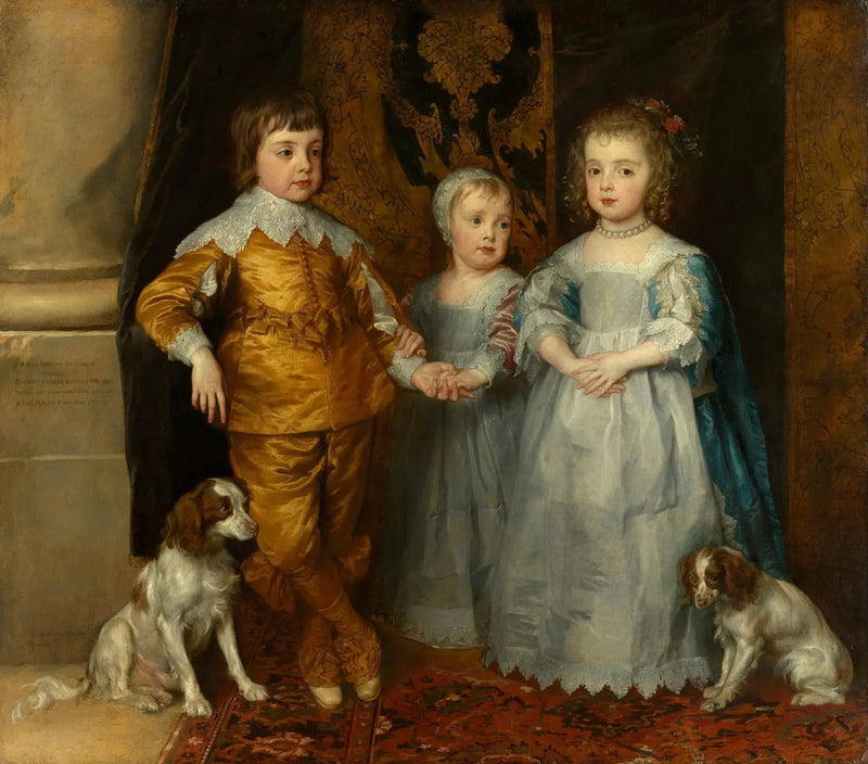 Porträtt av de tre barnen till Karl I: Charles, Jakob och Marie - Antoine van Dyck