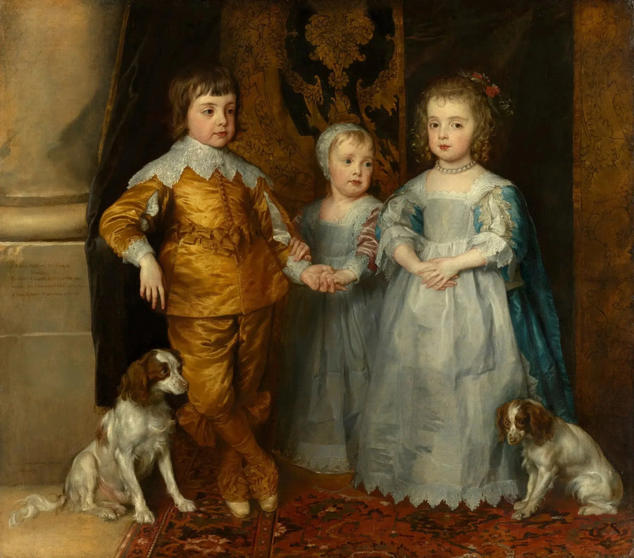 Porträtt av de tre barnen till Karl I: Charles, Jakob och Marie - Antoine van Dyck