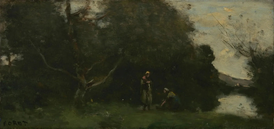 Prärie vid vattnet - Jean-Baptiste Camille Corot