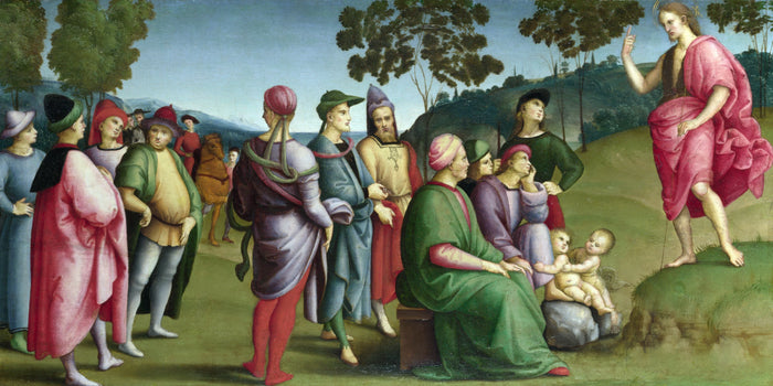 Johannes Döparens predikan, ansideialtartavlans predella, 1505 - Raphaël
