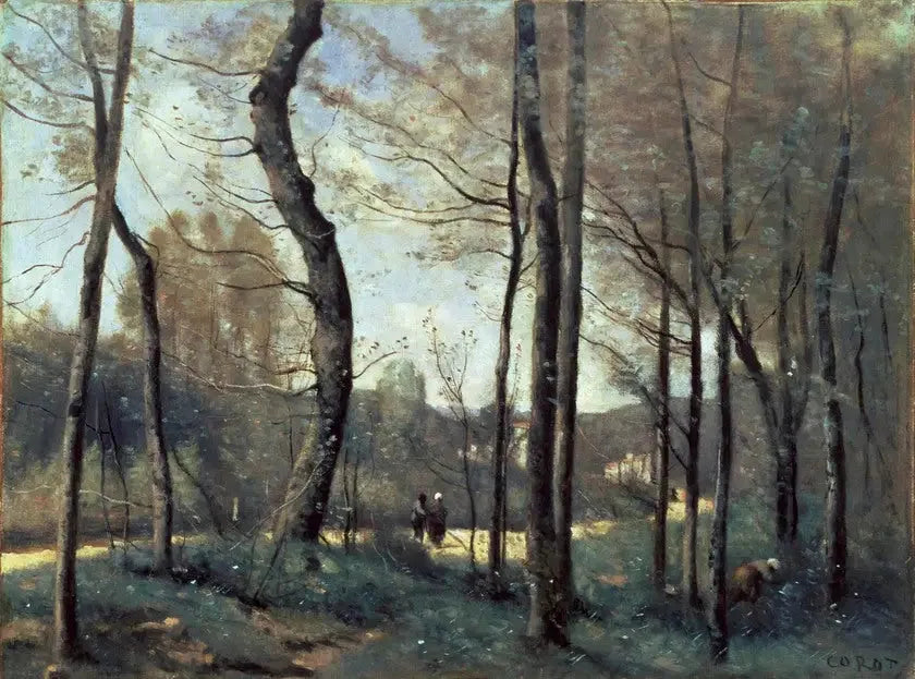 Första bladen i Mantes - Jean-Baptiste Camille Corot