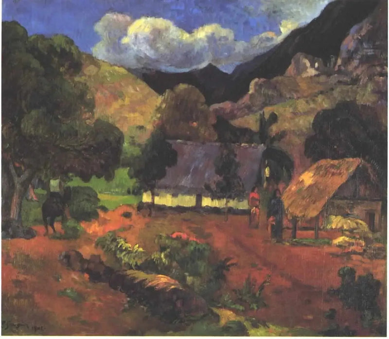 Nära hyddorna - Paul Gauguin