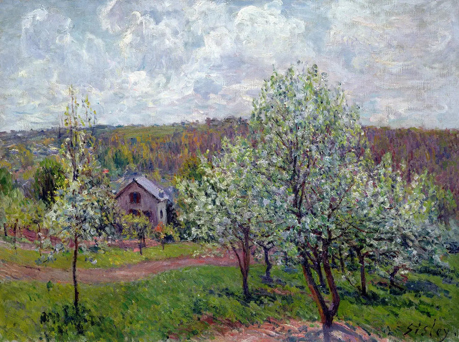 Vår i omgivningarna av Paris. Blommande äppelträd - Alfred Sisley