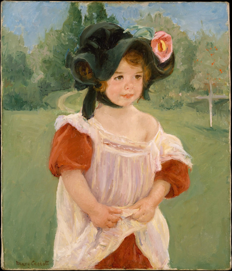 Vår: Margot stående i en trädgård (Flicka i en trädgård) - Mary Cassatt