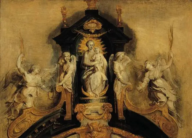 Projekt för kröningen av huvudaltaret i Jesuiternas kyrka i Antwerpen (numera Saint-Charles-Borromée) - Peter Paul Rubens
