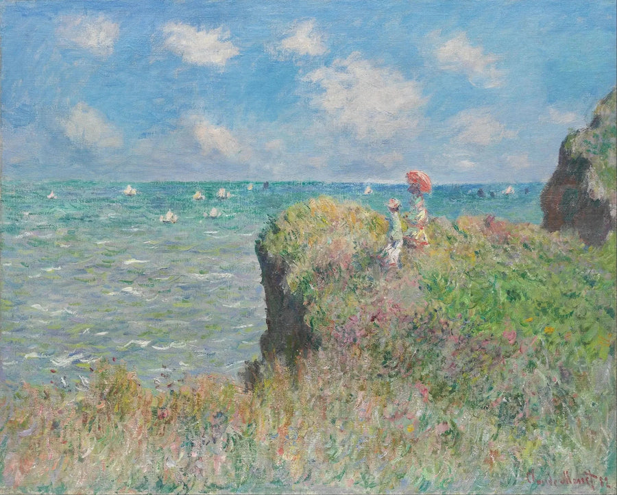 Promenad på klippan, Pourville - Claude Monet