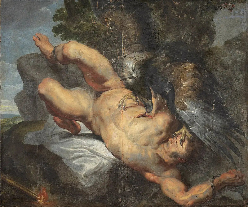Prometheus bunden, med örnen - Peter Paul Rubens