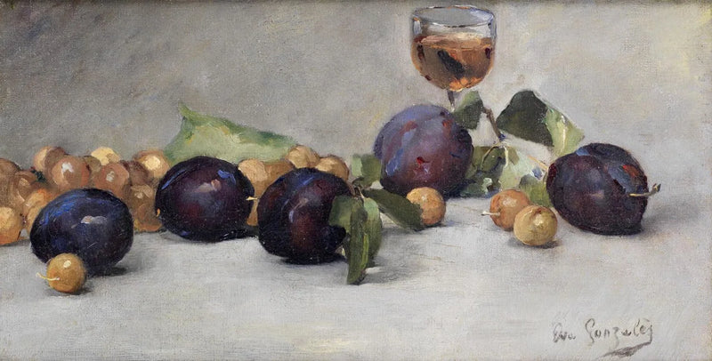 Torkade plommon, russin och ett glas vatten - Eva Gonzalès