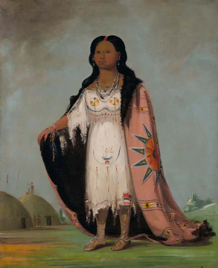 Pshán-shaw, doftande ört, tolvårig flicka med blodig hand - George Catlin