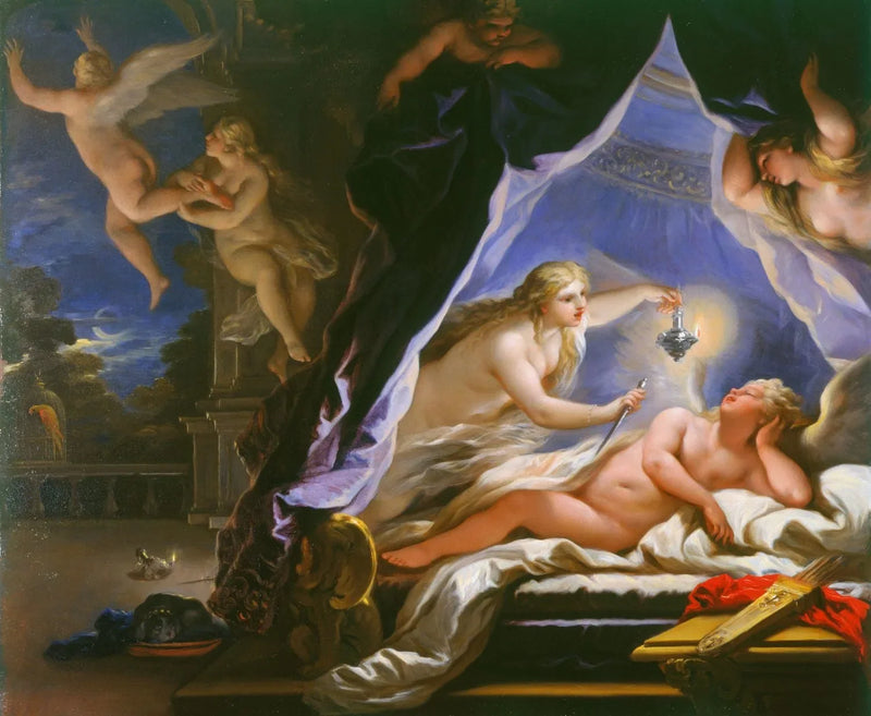 Psyke som upptäcker den sovande Cupido - Luca Giordano