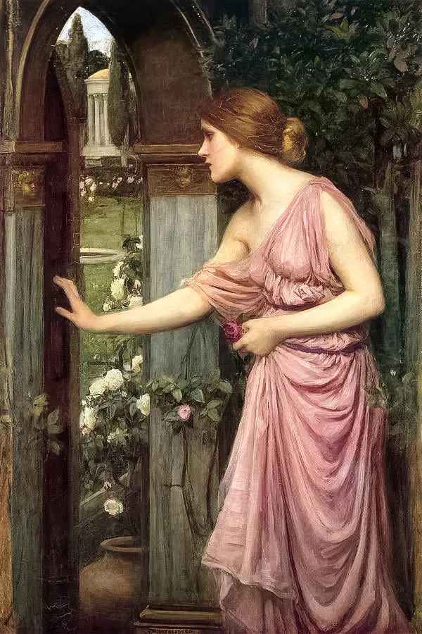 Psyche som går in i Cupidos trädgård - John William Waterhouse