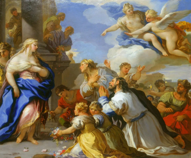 Psyché hyllad av folket - Luca Giordano