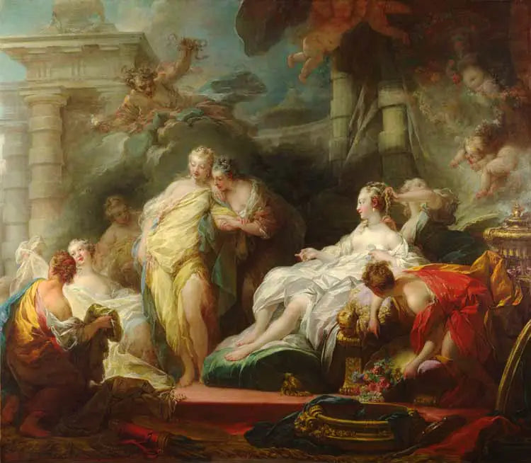 Psyche som visar sina systrar kärlekens gåvor - Jean-Honoré Fragonard