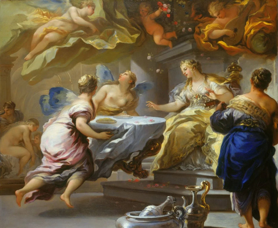 Psyché serverad av osynliga andar - Luca Giordano
