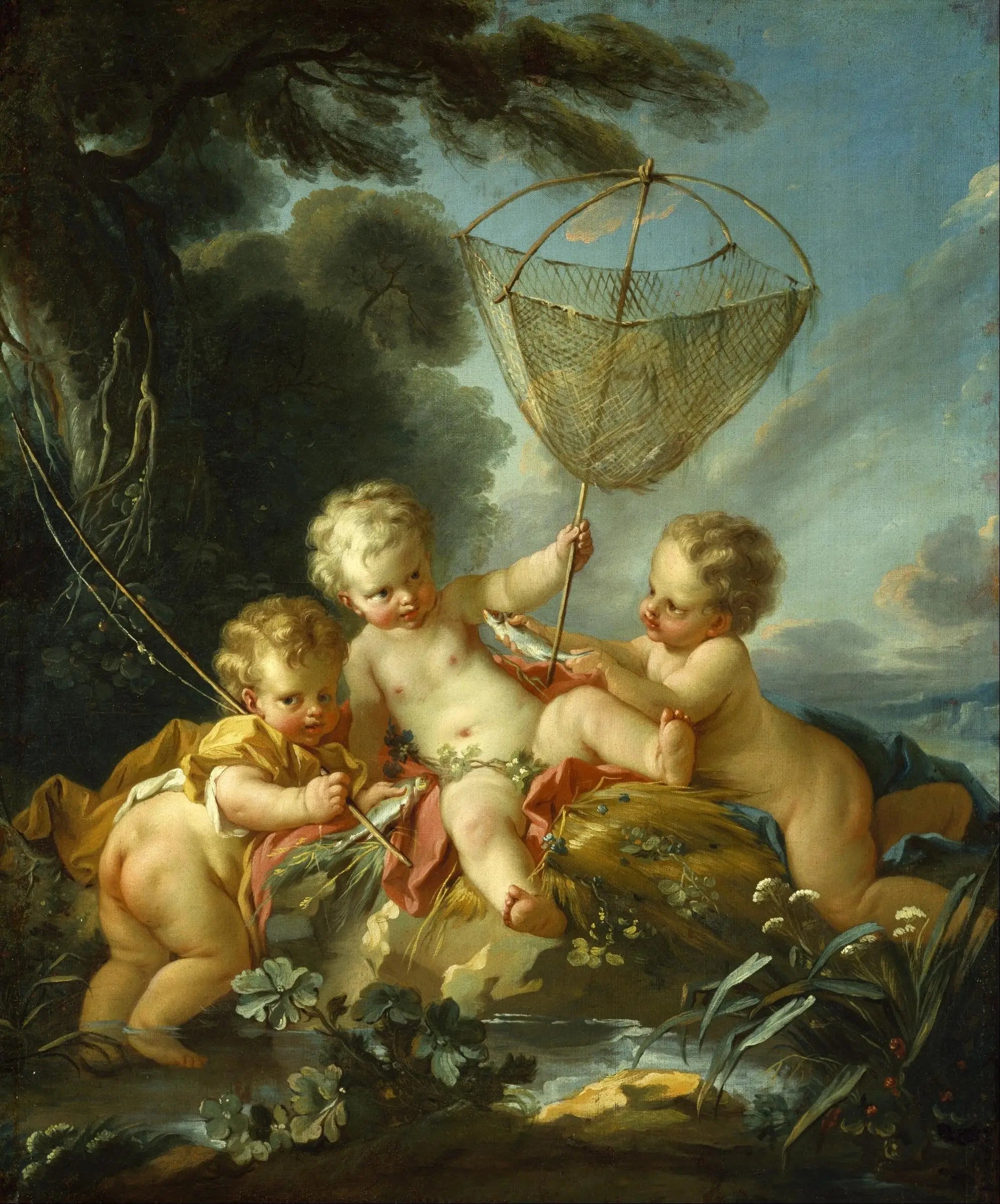 Putti en pêcheur - François Boucher - Alpha Reproduction