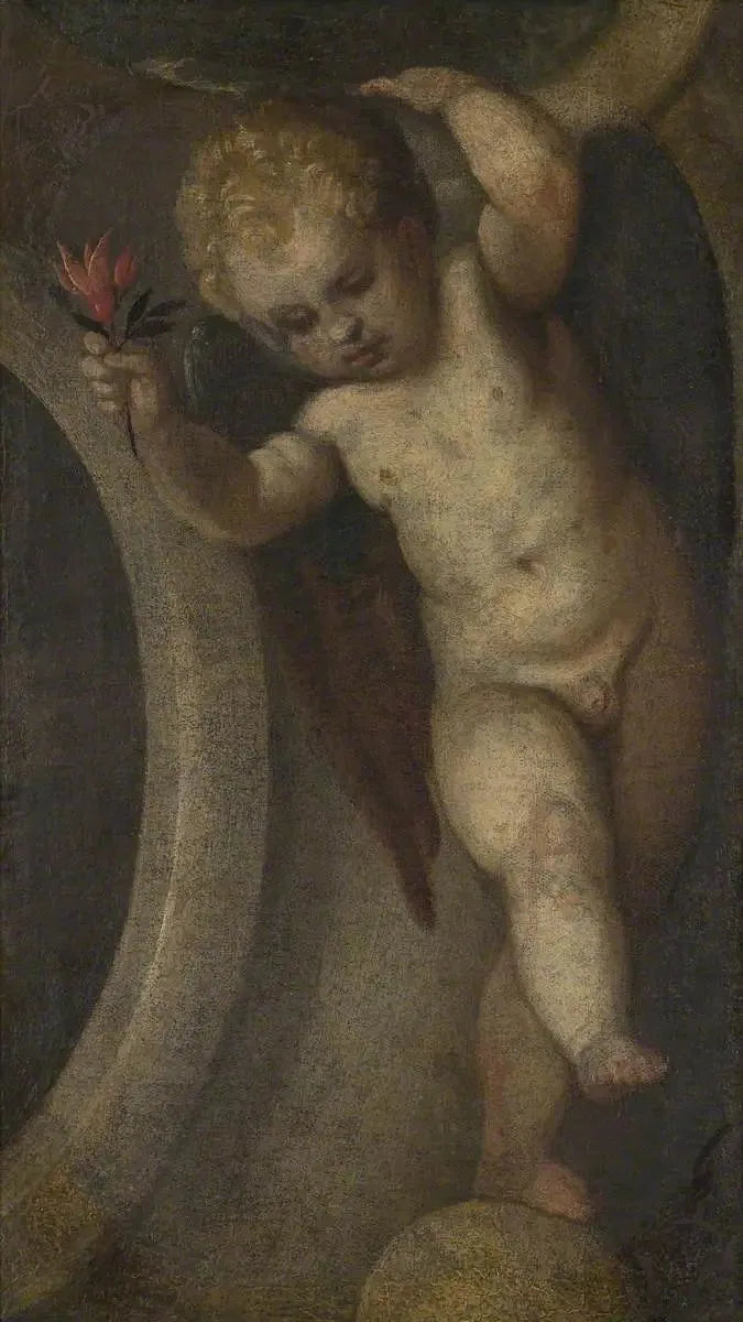 Putto med en röd blomma - Paul Véronèse