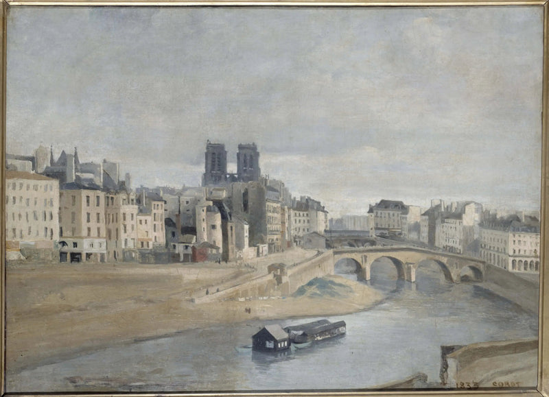 Quai des Orfèvres och Saint-Michel-bron - Jean-Baptiste Camille Corot