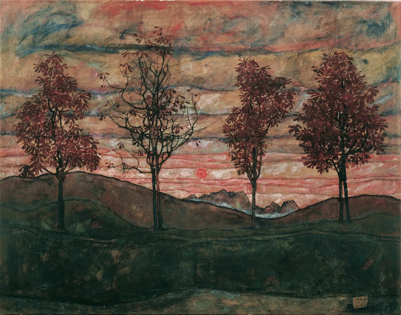 Fyra träd - Egon Schiele