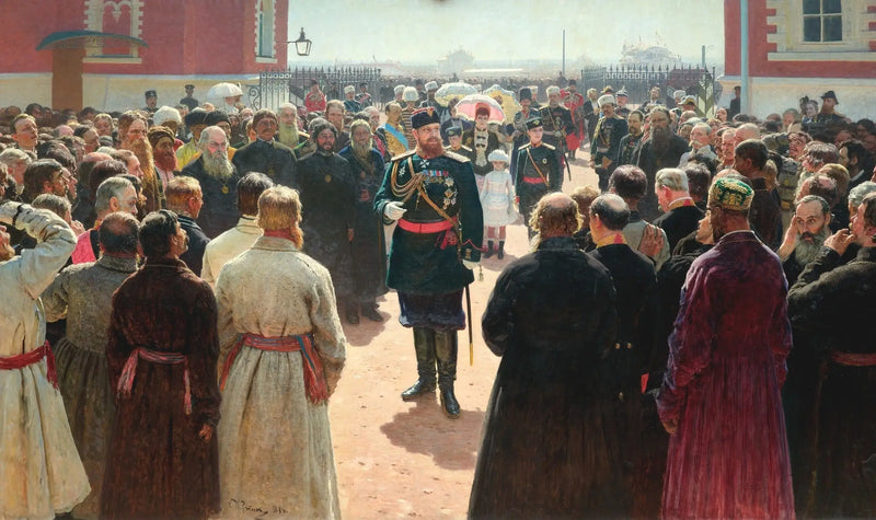 Mottagning av Alexandre III av volosts' syndiker i palatsgården Petrovski - Ilya Repin