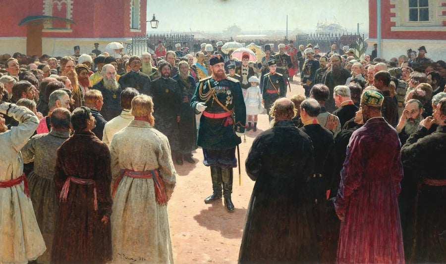 Mottagning av Alexandre III av volosts' syndiker i palatsgården Petrovski - Ilya Repin