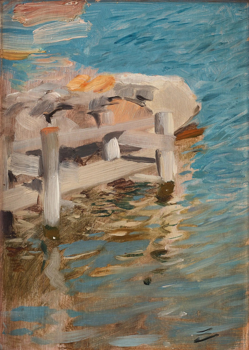 Vattenreflexer på en stenkista - Anders Zorn