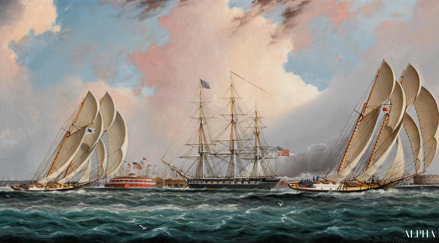 Régate du port de New York - James E. Buttersworth - Reproductions de tableaux et peintures haut de gamme