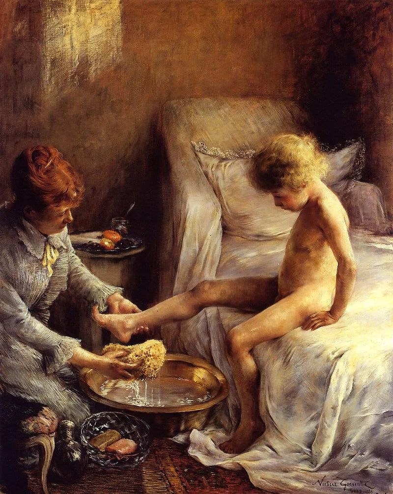 Reine Gœneutte som tvättar den unge Jean Guérard i konstnärens studio - Norbert Gœneutte