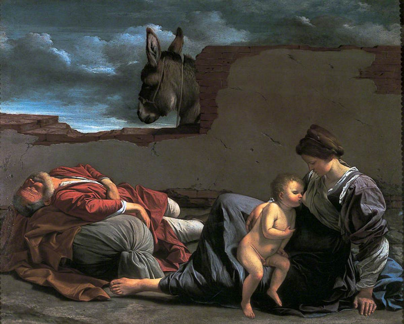 Vila under flykten till Egypten - Orazio Gentileschi