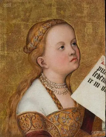 Pragaltare [vänster flygel, fragment] : Sainte (Apollonia ?) - Lucas Cranach den äldre