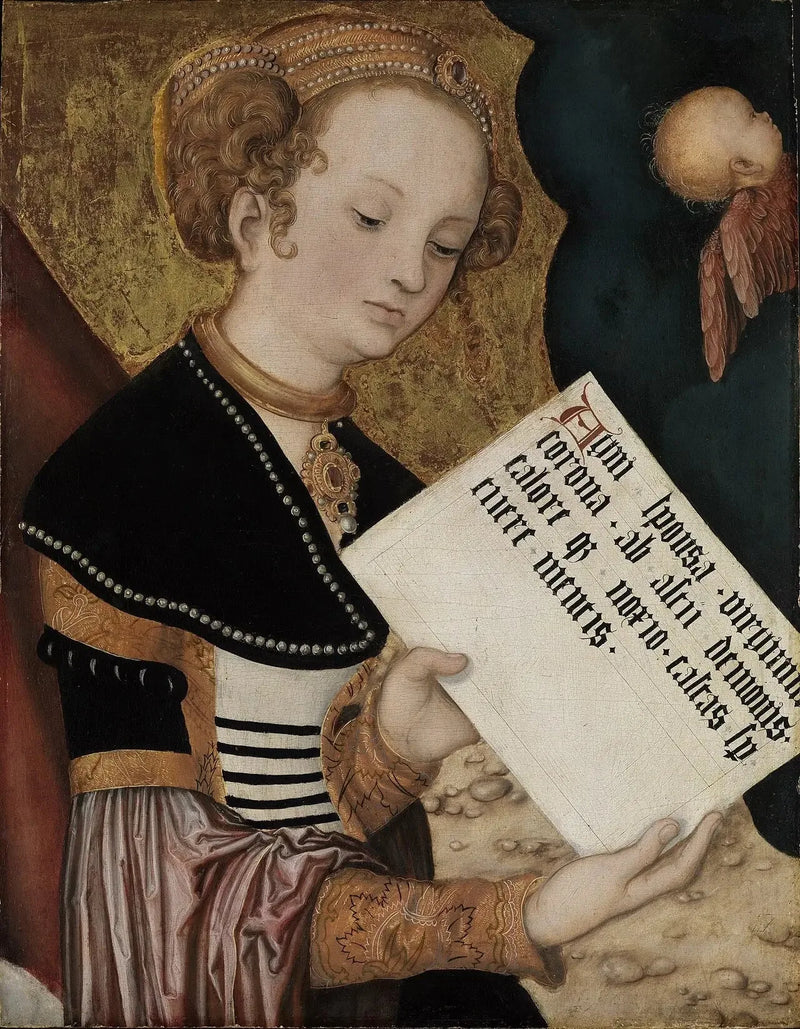 Pragaltare, Sainte (Agnès?) med en page - Lucas Cranach den äldre