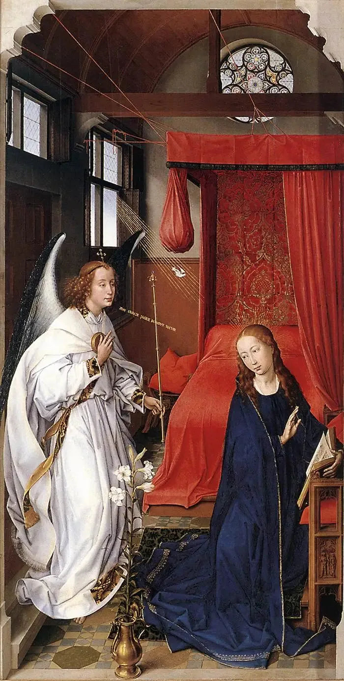 Retabel av Saint Colomba: Bebådelsen - Rogier van der Weyden