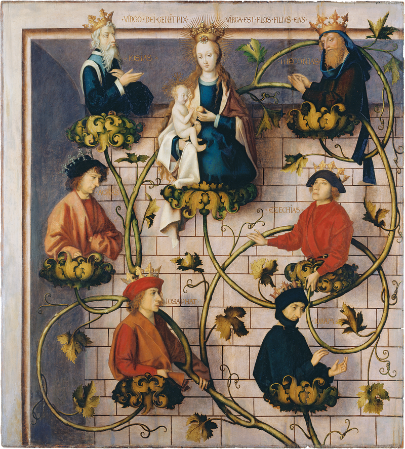 Dominikanskt altarskåp från Frankfurt: Jessé-trädet (övre del) - Hans Holbein den äldre