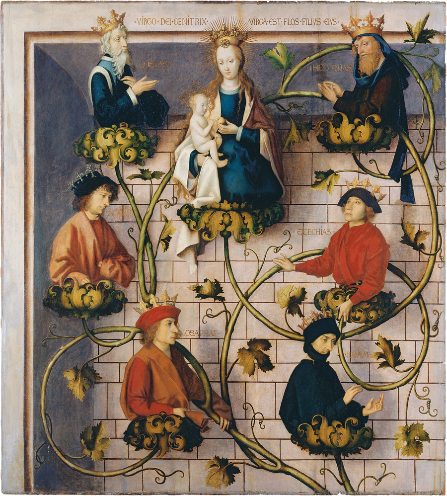Dominikanskt altarskåp från Frankfurt: Jessé-trädet (övre del) - Hans Holbein den äldre