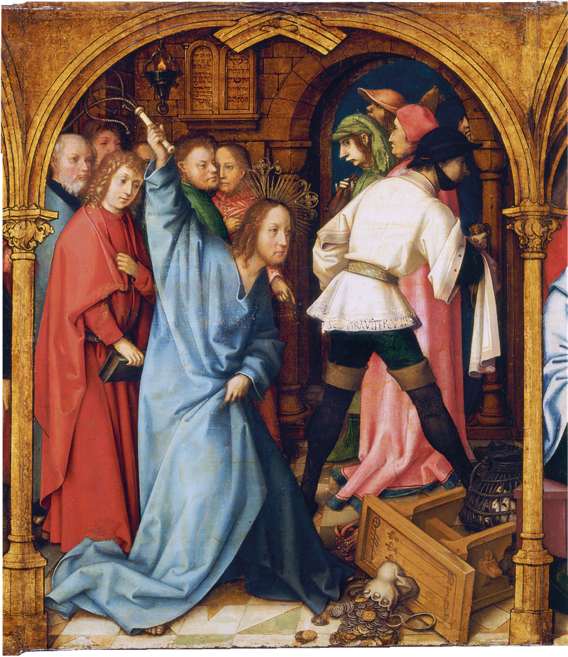 Dominikanskt altarskåp från Frankfurt: Templet renas - Hans Holbein den äldre