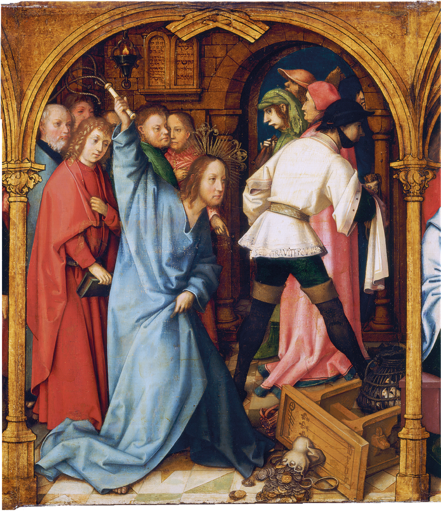 Dominikanskt altarskåp från Frankfurt: Templet renas - Hans Holbein den äldre